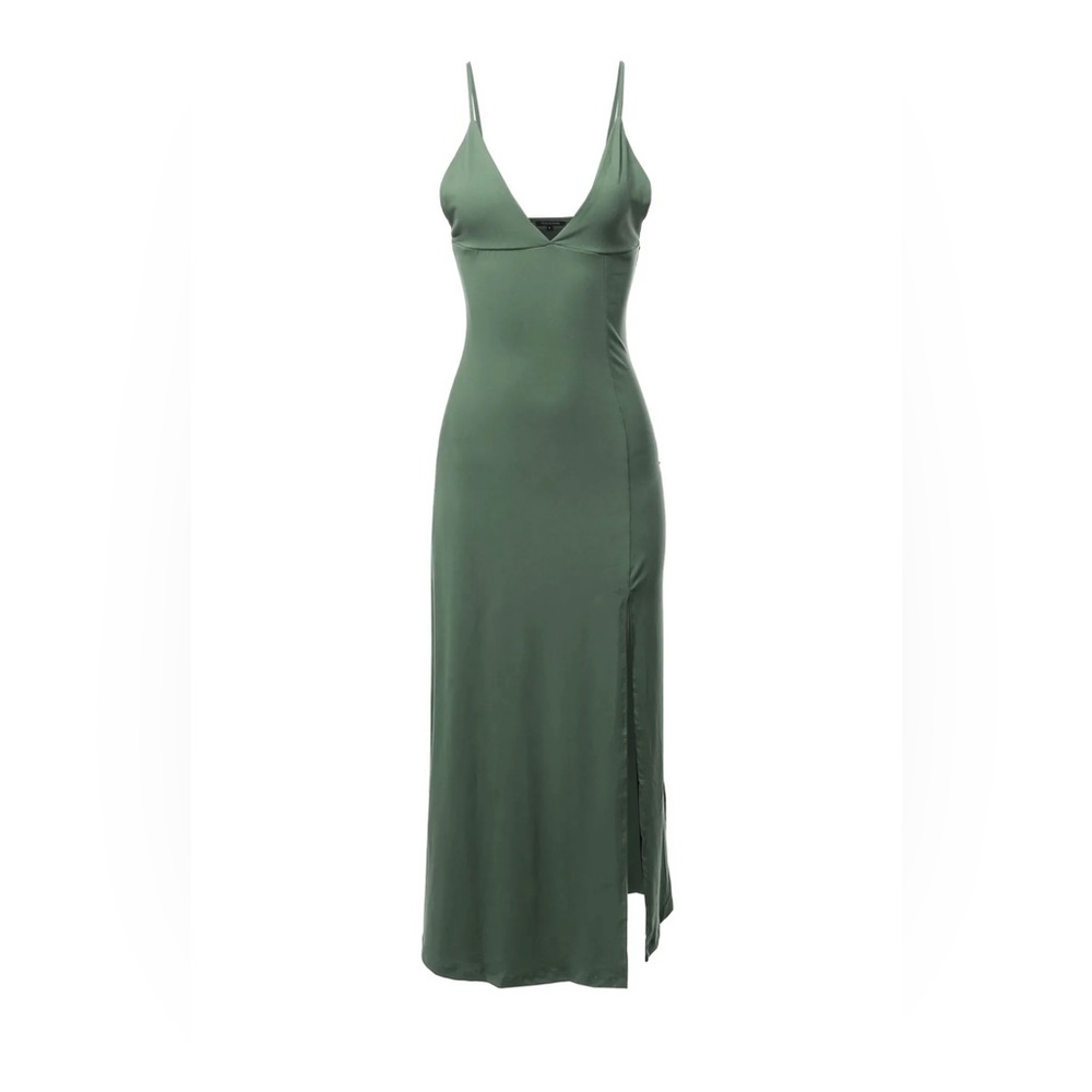 FashionOutfit Women's Solid Sexy Cami Strap Side Split Cocktail Party Maxi Dress